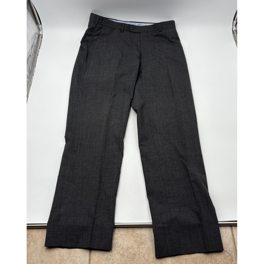 Peter Millar Men 34 Gray Wool Dress Pants Flat Front Unhemmed Luxury Trousers